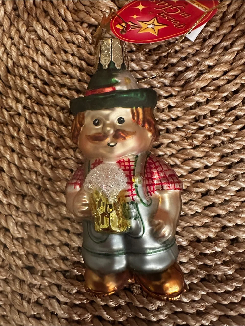 NWT Kathe Wohlfahrt German Glass Hand-Painted Octoberfest Ornaments - Set of 2